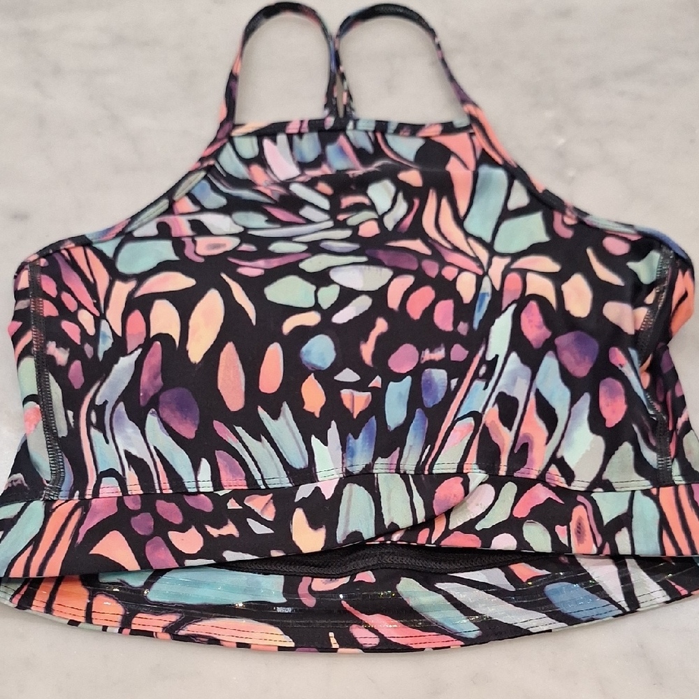 Free People Movement In The Saddle Printed Tank Yoga Sports Bra Sz S Pocket Pink